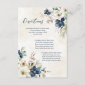 Blue Floral Winter Wedding Direction Insert (Vorderseite)