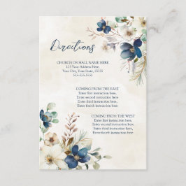 Blue Floral Winter Wedding Direction Insert