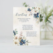 Blue Floral Winter Wedding Direction Insert (Stehend Vorderseite)