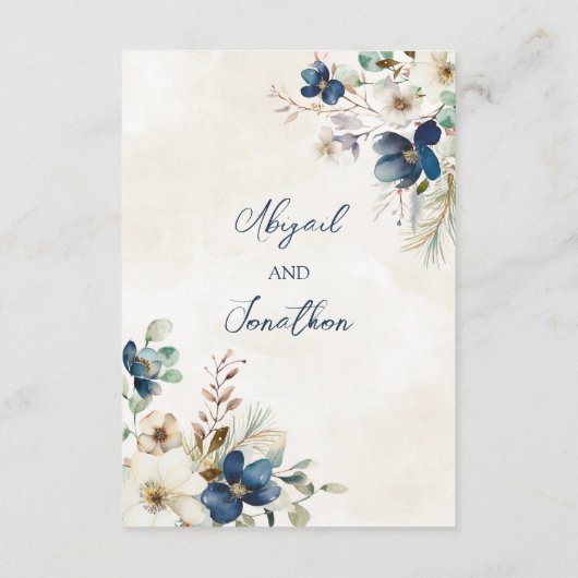 Blue Floral Winter Wedding Direction Insert (Rückseite)