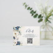 Blue Floral Winter Wedding QR code Details Insert (Stehend Vorderseite)
