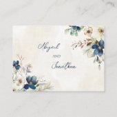 Blue Floral Winter Wedding QR code Details Insert (Rückseite)