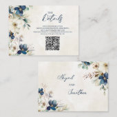 Blue Floral Winter Wedding QR code Details Insert (Vorne/Hinten)