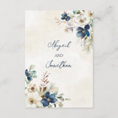 Blue Floral Winter Wedding QR code Details Insert (Rückseite)
