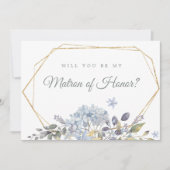 Blue Floral wird mein Ehrenkartenmator sein Einladung (Vorderseite)