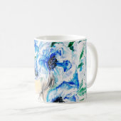 Blue Floral Woman Coffee Tasse (VorderseiteRechts)