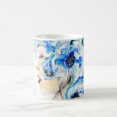 Blue Floral Woman Coffee Tasse (Mittel)