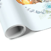 Blue Floral Woodland Baby Boy Dusche 1. Geburtstag Geschenkpapier (Rolleneckpunkt)