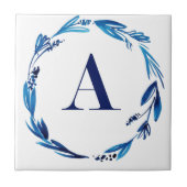 Blue Floral Wreath 'A' Fliese (Vorderseite)
