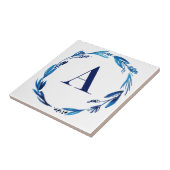 Blue Floral Wreath 'A' Fliese (Seite)