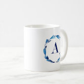 Blue Floral Wreath 'A' Kaffeetasse (VorderseiteRechts)