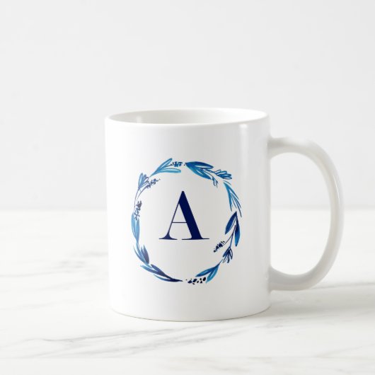 Blue Floral Wreath 'A' Kaffeetasse (Rechts)