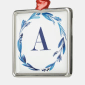Blue Floral Wreath 'A' Ornament Aus Metall (Links)