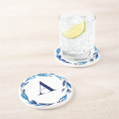 Blue Floral Wreath 'A' Untersetzer (Seite)