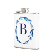 Blue Floral Wreath 'B' Flachmann (Links)