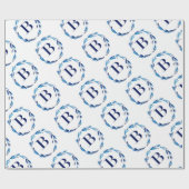 Blue Floral Wreath 'B' Geschenkpapier (Flach)