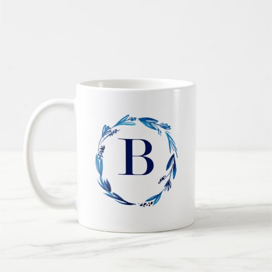 Blue Floral Wreath 'B' Kaffeetasse (Links)