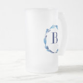 Blue Floral Wreath 'B' Mattglas Bierglas (VorderseiteRechts)