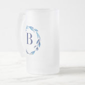 Blue Floral Wreath 'B' Mattglas Bierglas (Vorderseite Links)