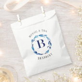 Blue Floral Wreath 'B' Monogram Fevor Bag Geschenktütchen (Ausgeschnitten)