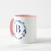 Blue Floral Wreath 'B' Tasse (Vorderseite Links)
