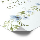 Blue Floral Wreath Cards & Gifts Babyduschzeichen Poster (Ecke)