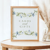 Blue Floral Wreath Cards & Gifts Babyduschzeichen Poster