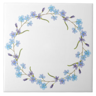 Blue Floral Wreath Fliese