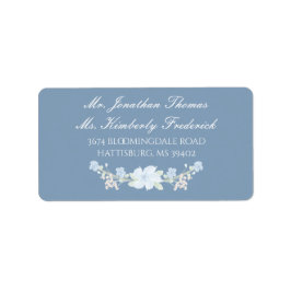 Blue Floral Wreath Large Address Label Adressaufkleber