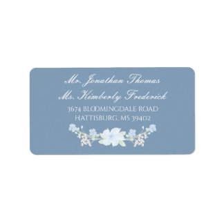 Blue Floral Wreath Large Address Label Adressaufkleber