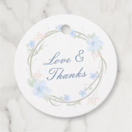Blue Floral Wreath Round Geschenkanhänger