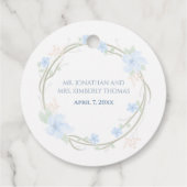 Blue Floral Wreath Round Geschenkanhänger (Rückseite)