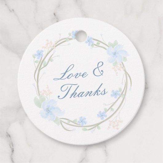 Blue Floral Wreath Round Geschenkanhänger (Vorderseite)