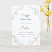 Blue Floral Wreath Schwester Birthday Karte (Gelbe Blume)