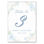 Blue Floral Wreath Tischnummer (Rückseite)