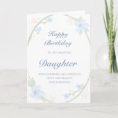 Blue Floral Wreath Tochter Birthday Karte (Vorderseite)