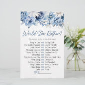 Blue Floral würde sie eher? Brautparty Game Briefpapier (Stehend Vorderseite)