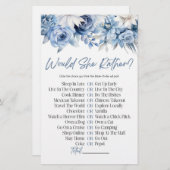 Blue Floral würde sie eher? Brautparty Game Briefpapier (Vorne/Hinten)