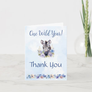 Blue Floral Zebra Geburtstag Danke Karte