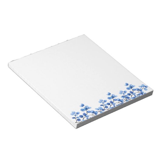 Blue Florals auf Branches Notepad Notizblock (angewinkelt)