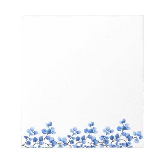 Blue Florals auf Branches Notepad Notizblock (Vorderseite)