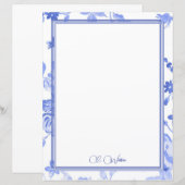 Blue Florals auf dem White Personalisiert Paper Sh (Vorne/Hinten)