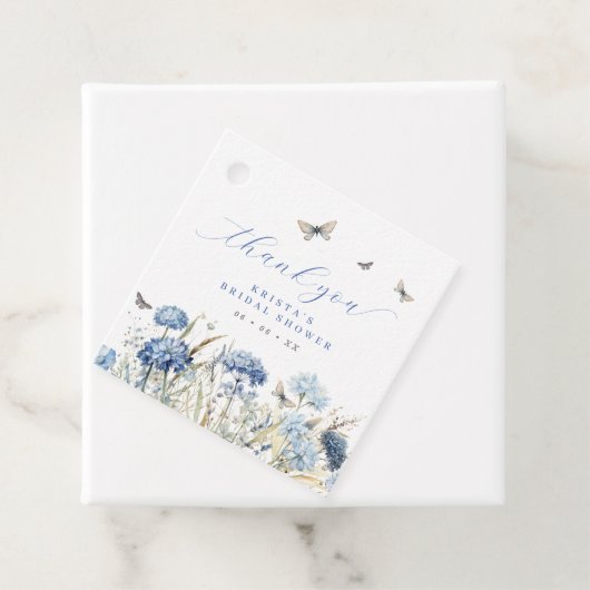 Blue Florals & Butterfets Vielen Dank Brautparty Geschenkanhänger (Beispiel)