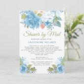 Blue Florals Dusche by Mail Kinderdusche Einladung (Stehend Vorderseite)