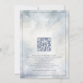 Blue Florals Gray Watercolor Wash QR Code Wedding Einladung (Rückseite)