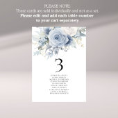 Blue Florals Names Seating Chart Tischnummer Card
