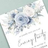 Blue Florals QR 3 Fotos Wedding Abend Party Einladung