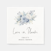 Blue Florals Script-Liebe in Bloom Brautparty Serviette (Vorderseite)