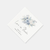 Blue Florals Script-Liebe in Bloom Brautparty Serviette (Ecke)