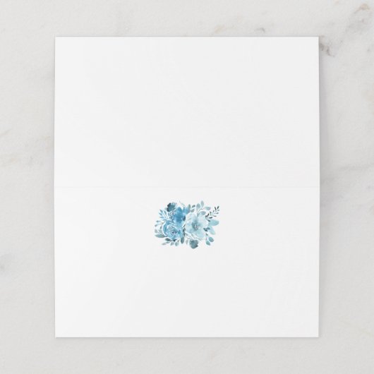 Blue Florals Tented Platzkarten (Außenseite Aufgefaltet)